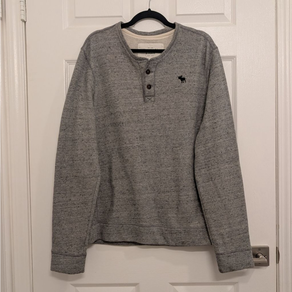 Men's Abercrombie & Fitch Gray Henley Sweatshirt XL